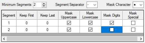 Example mask properties